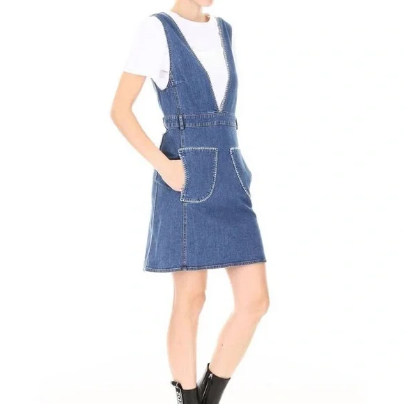 See By Chloé stretch denim mini A-line dress size 44 - Picture 3 of 5